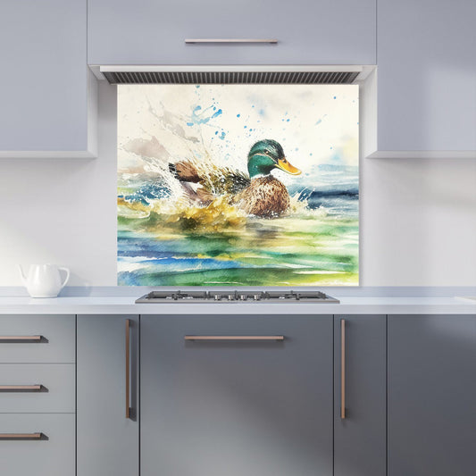 Splashing Mallard Watercolour Kitchen Splashback