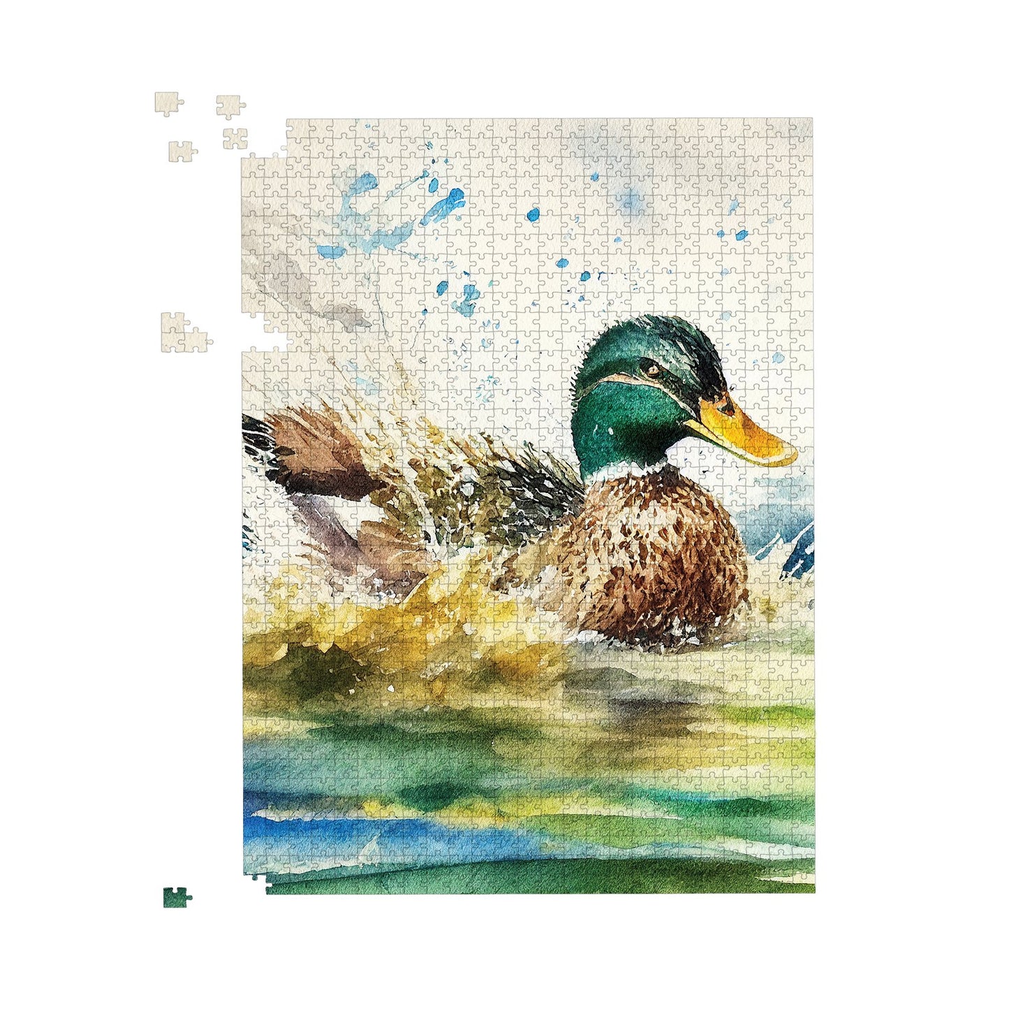 Splashing Mallard Watercolour Jigsaw Puzzle