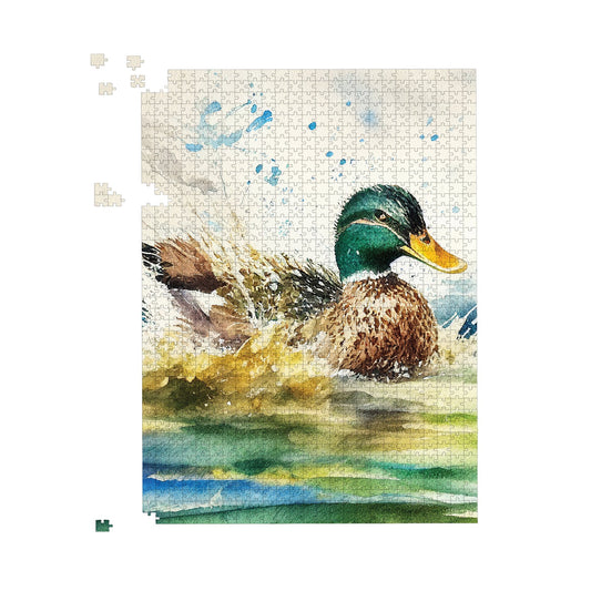 Splashing Mallard Watercolour Jigsaw Puzzle