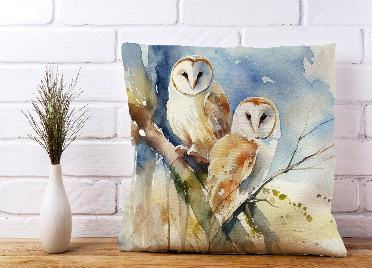 Barn Owls Watercolour Cushions