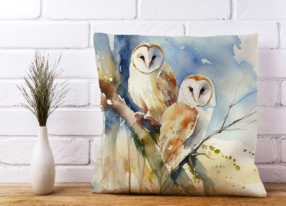 Barn Owls Watercolour Cushions