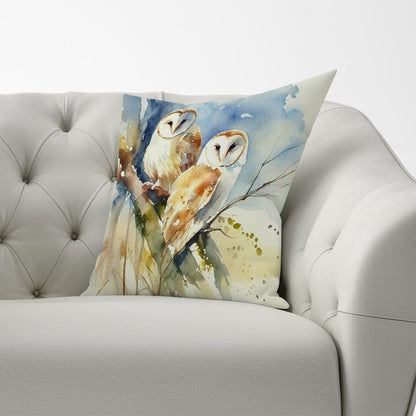 Barn Owls Watercolour Cushions