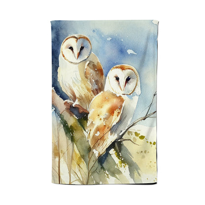 Barn Owls Watercolour Tea Towel