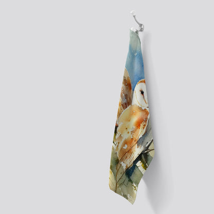 Barn Owls Watercolour Tea Towel