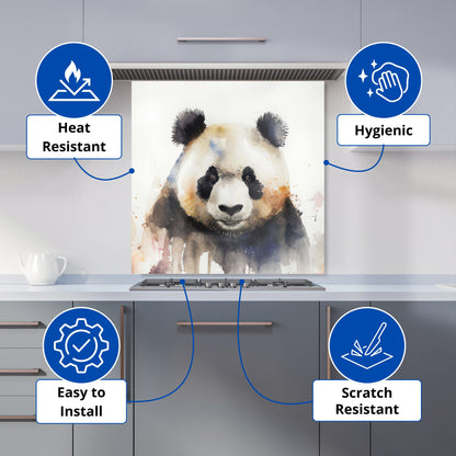 Panda Watercolour Kitchen Splashback
