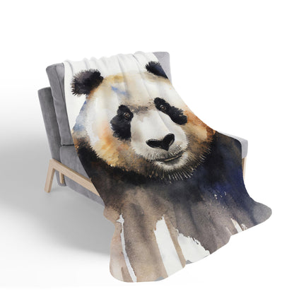 Panda Watercolour Sherpa Blanket