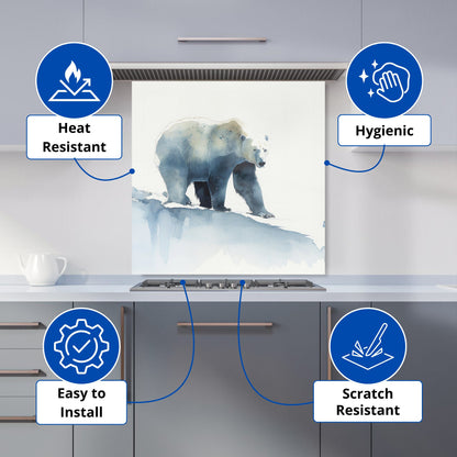 Polar Bear Watercolour Kitchen Splashback