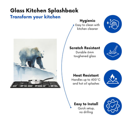 Polar Bear Watercolour Kitchen Splashback