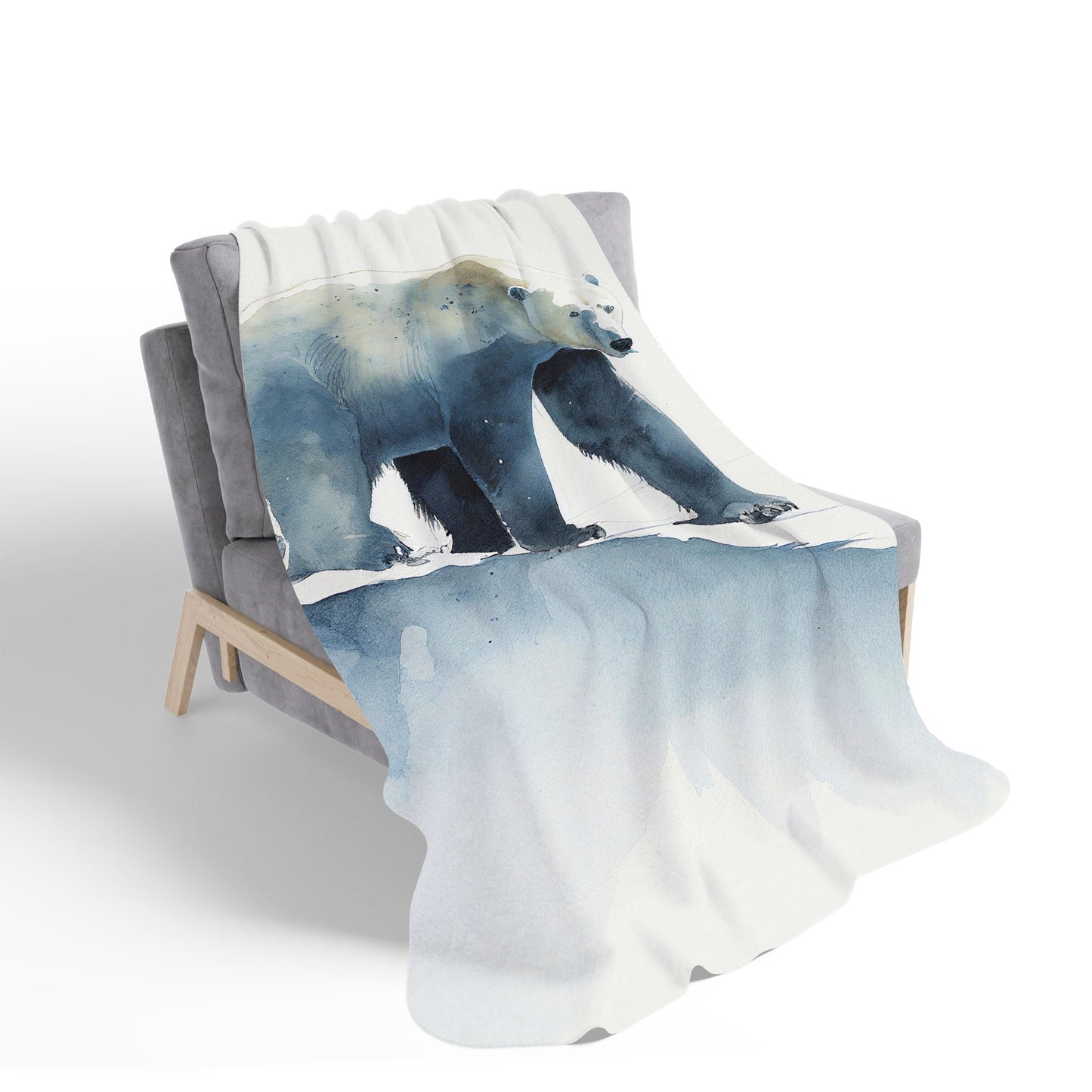 Polar Bear Watercolour Sherpa Blanket