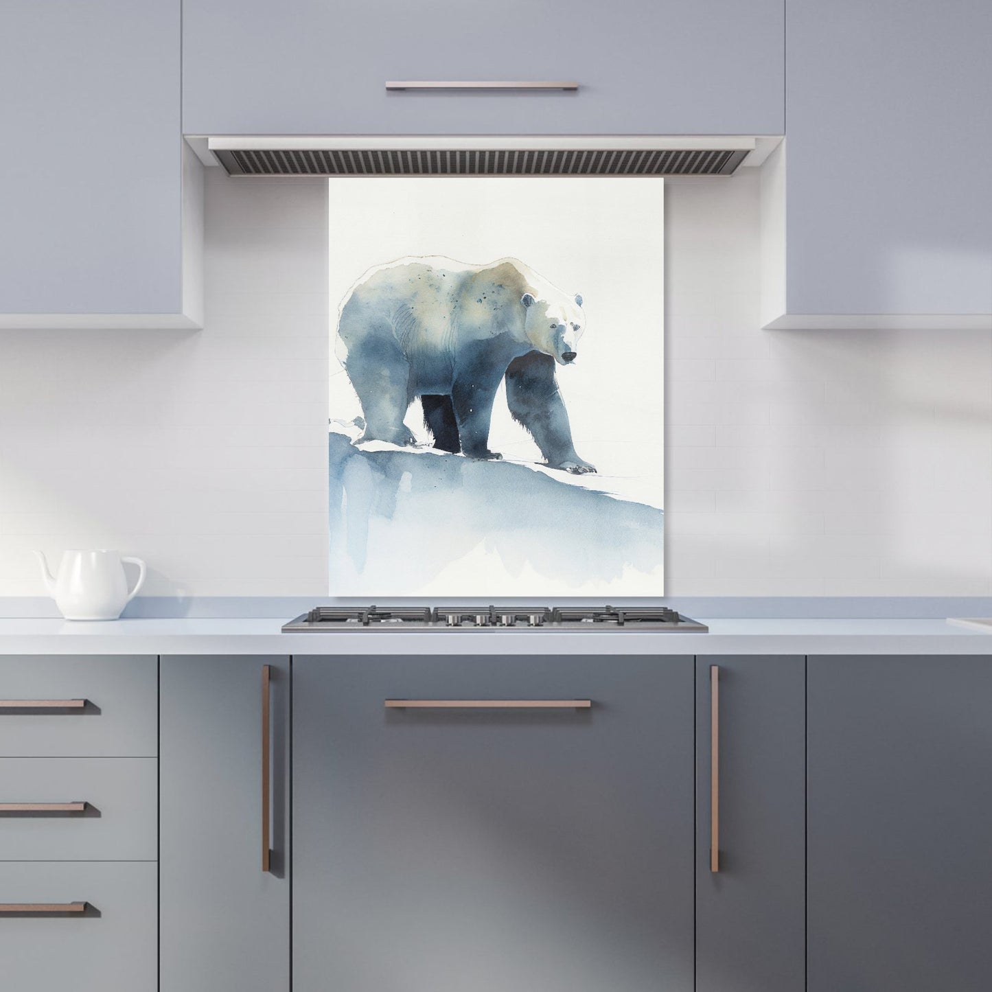 Polar Bear Watercolour Kitchen Splashback