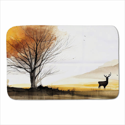 Autumn Landscape Stag Watercolour Sherpa Blanket