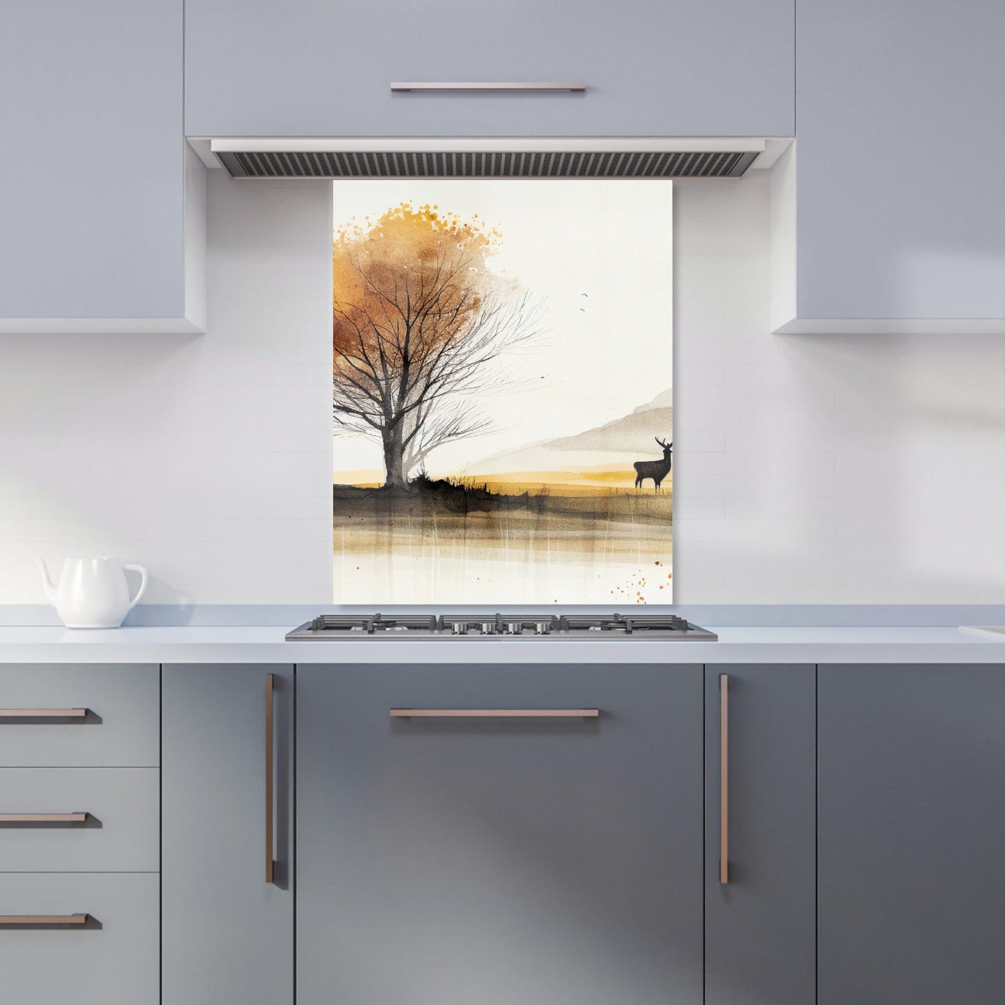 Autumn Landscape Stag Watercolour Kitchen Splashback