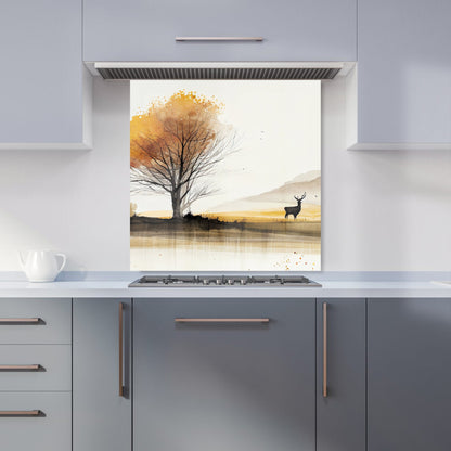 Autumn Landscape Stag Watercolour Kitchen Splashback