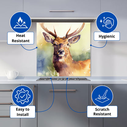 Splendid Stag Watercolour Kitchen Splashback