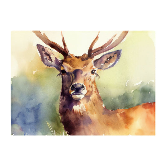 Splendid Stag Watercolour Glass Chopping Board