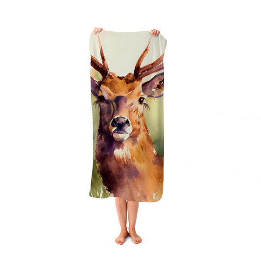 Splendid Stag Watercolour Beach Towel