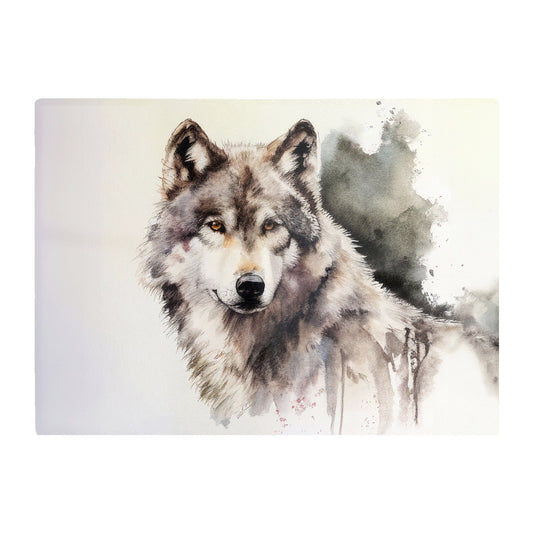 Loyal Wolf Watercolour Glass Chopping Board