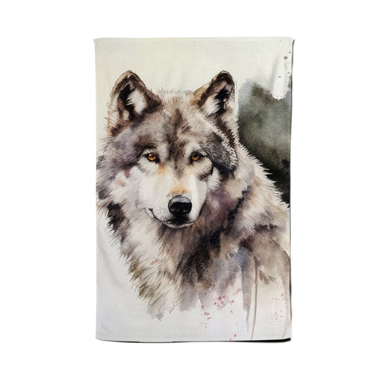Loyal Wolf Watercolour Tea Towel