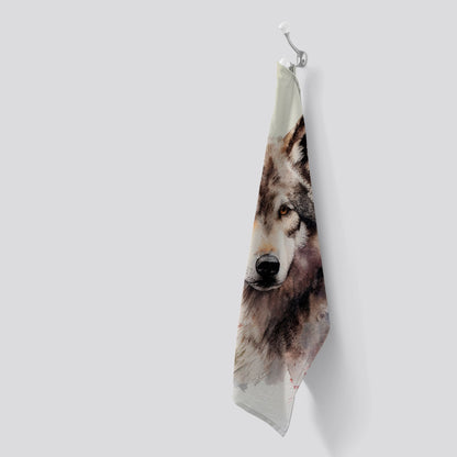 Loyal Wolf Watercolour Tea Towel
