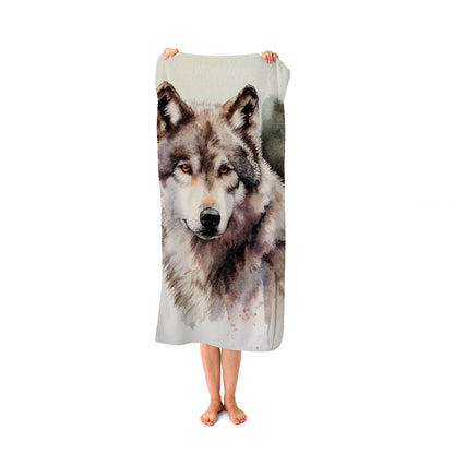 Loyal Wolf Watercolour Beach Towel