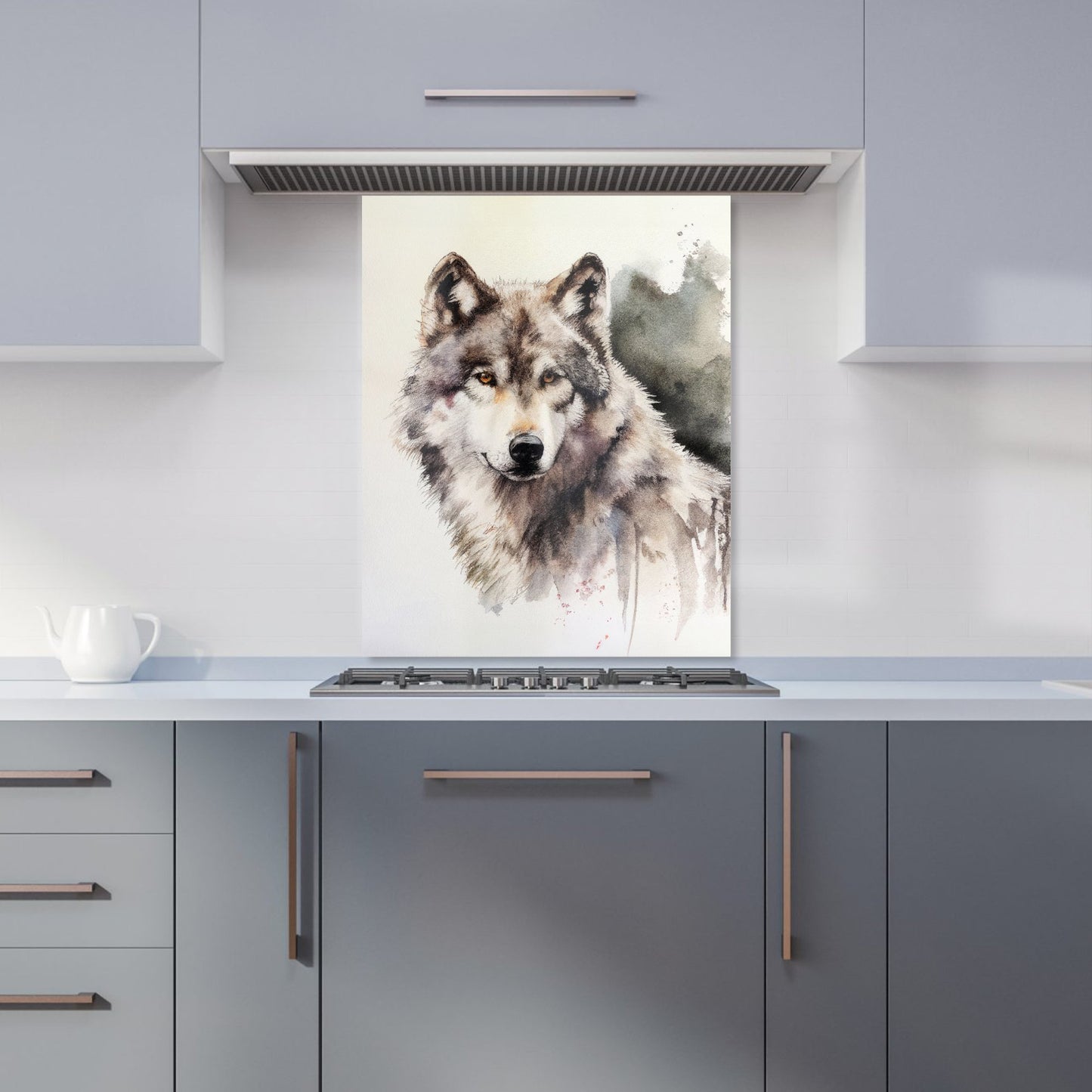 Loyal Wolf Watercolour Kitchen Splashback