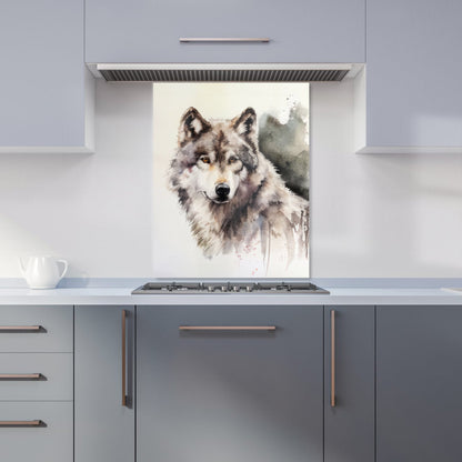 Loyal Wolf Watercolour Kitchen Splashback