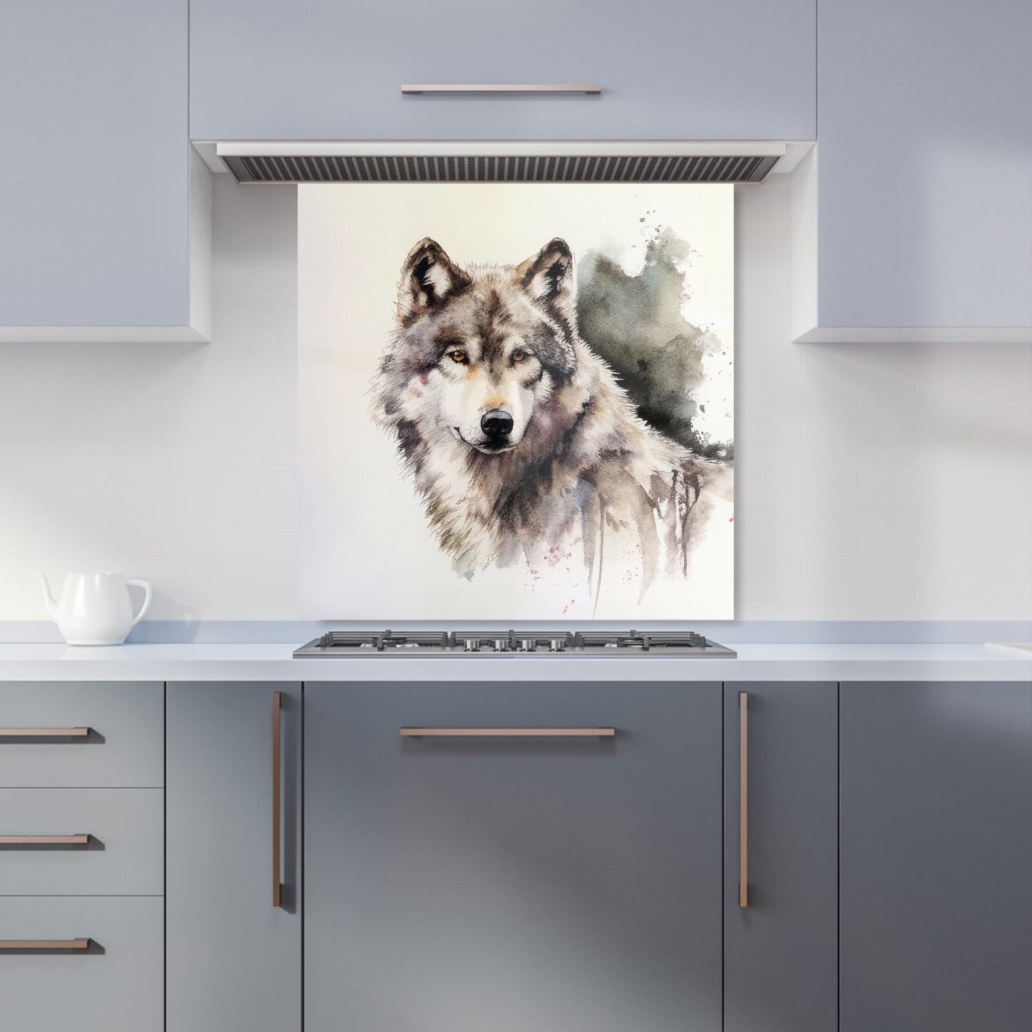 Loyal Wolf Watercolour Kitchen Splashback