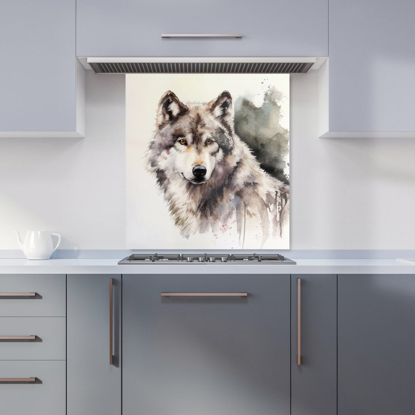 Loyal Wolf Watercolour Kitchen Splashback