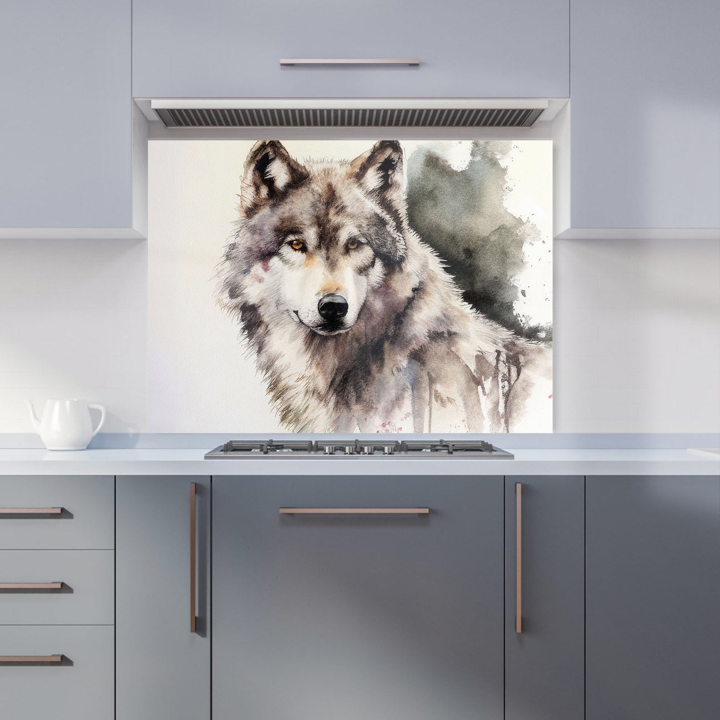 Loyal Wolf Watercolour Kitchen Splashback