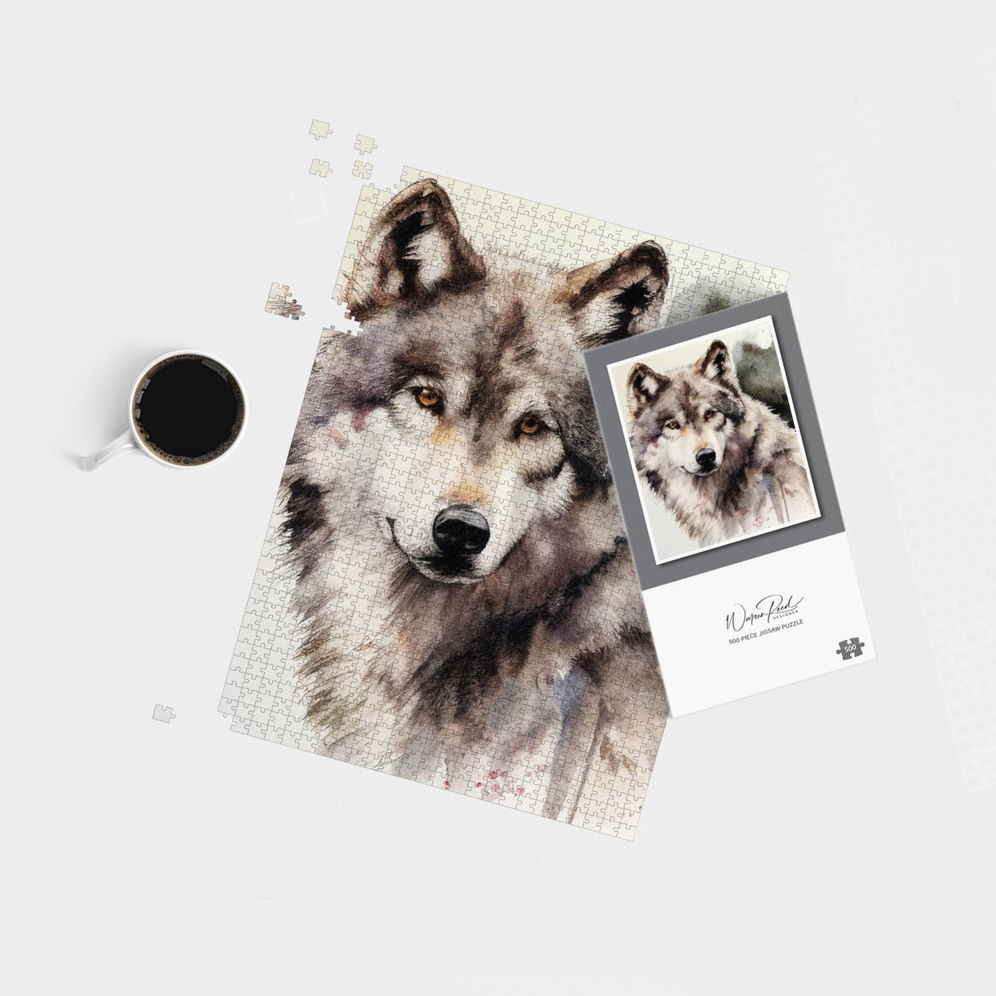 Loyal Wolf Watercolour Jigsaw Puzzle