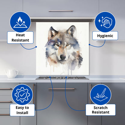 Wolf Watercolour Kitchen Splashback