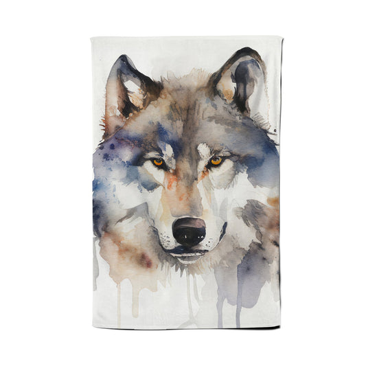 Wolf Watercolour Tea Towel
