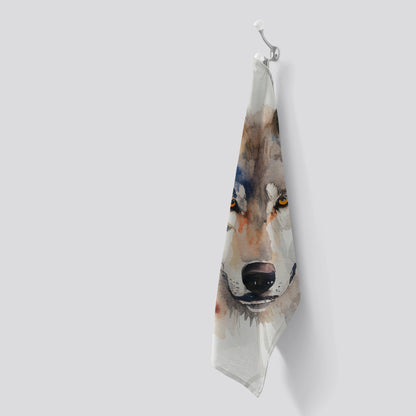 Wolf Watercolour Tea Towel