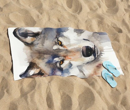 Wolf Watercolour Beach Towel