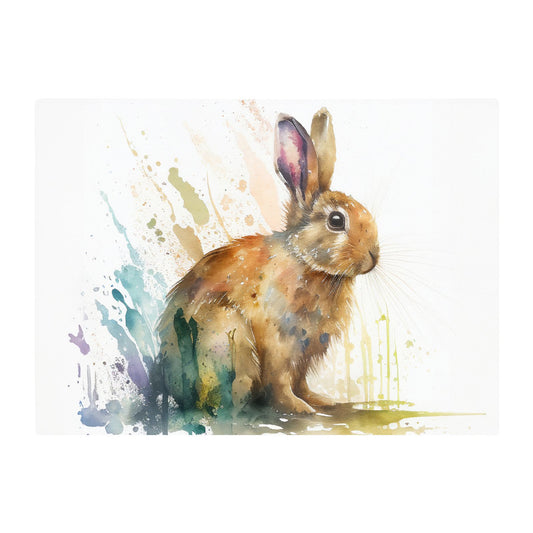 Rabbit Splash Watercolour Glass Chopping Board