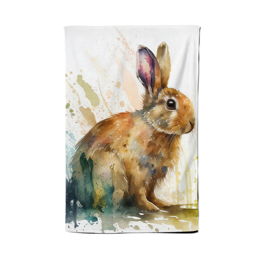 Rabbit Splash Watercolour Tea Towel