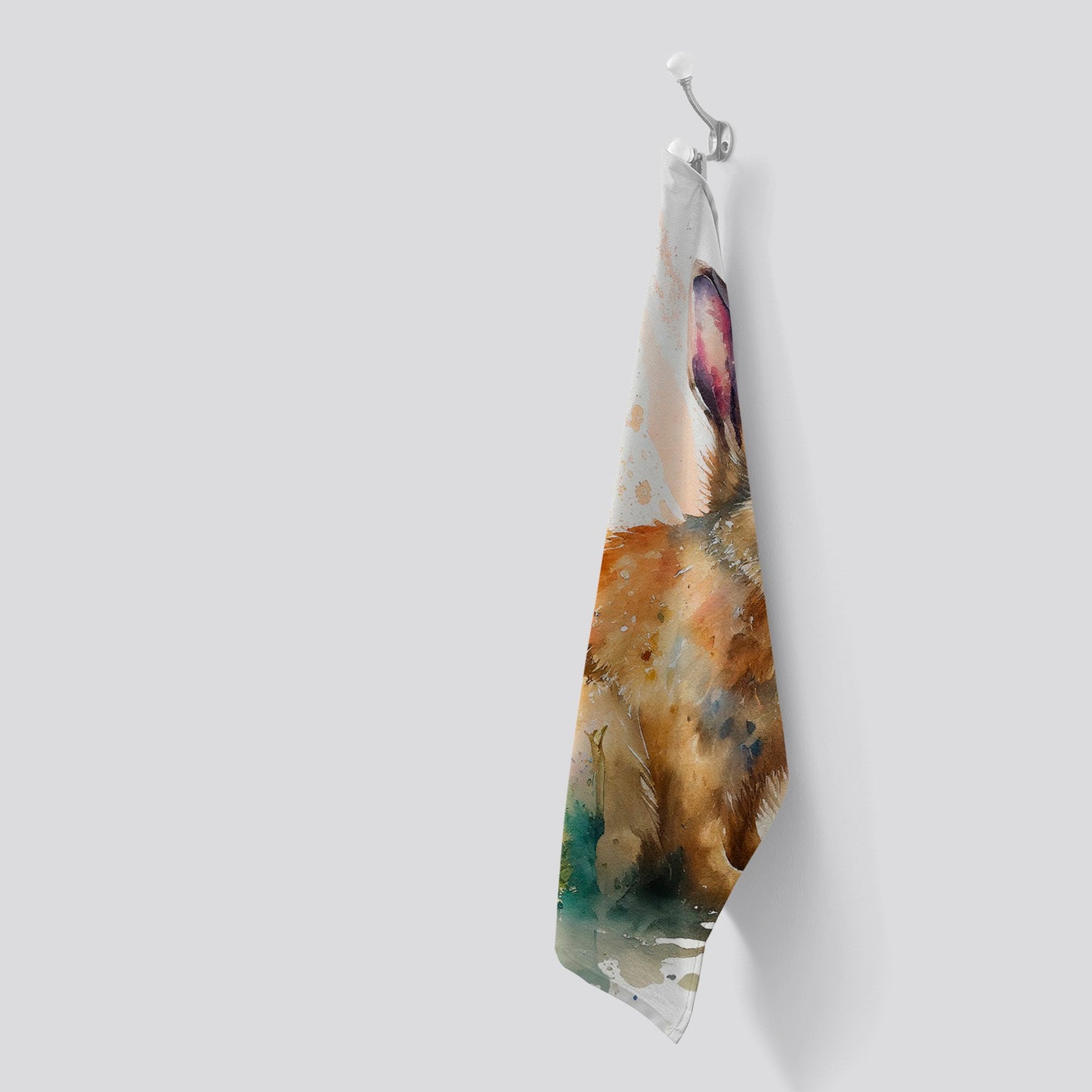 Rabbit Splash Watercolour Tea Towel