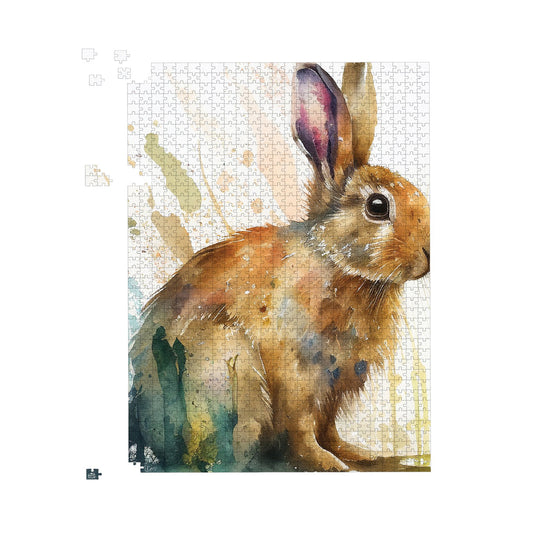 Rabbit Splash Watercolour Jigsaw Puzzle