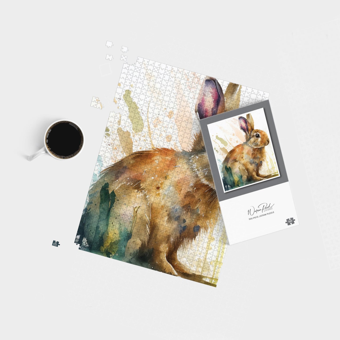 Rabbit Splash Watercolour Jigsaw Puzzle