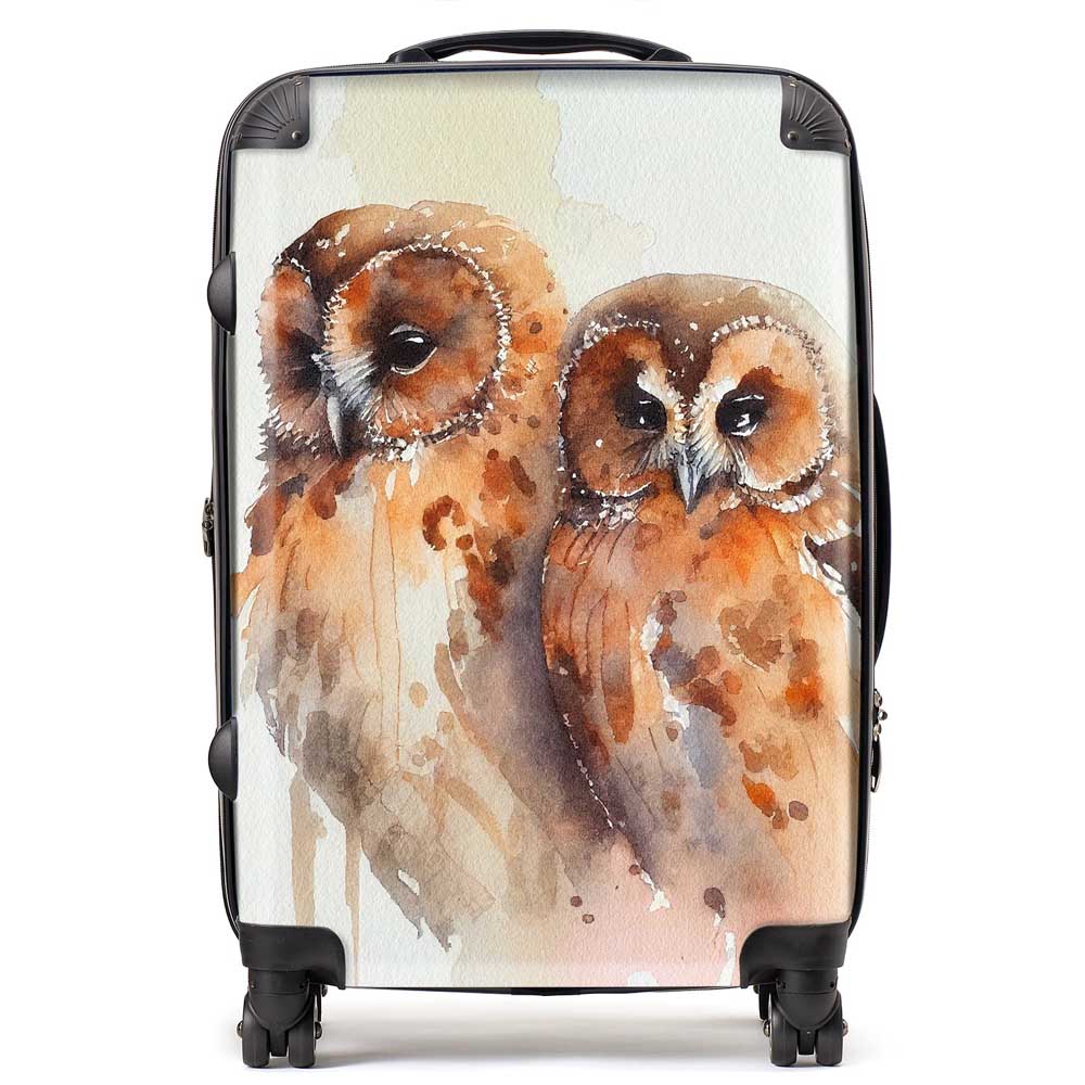 Loving Tawny Owls Watercolour Suitcase