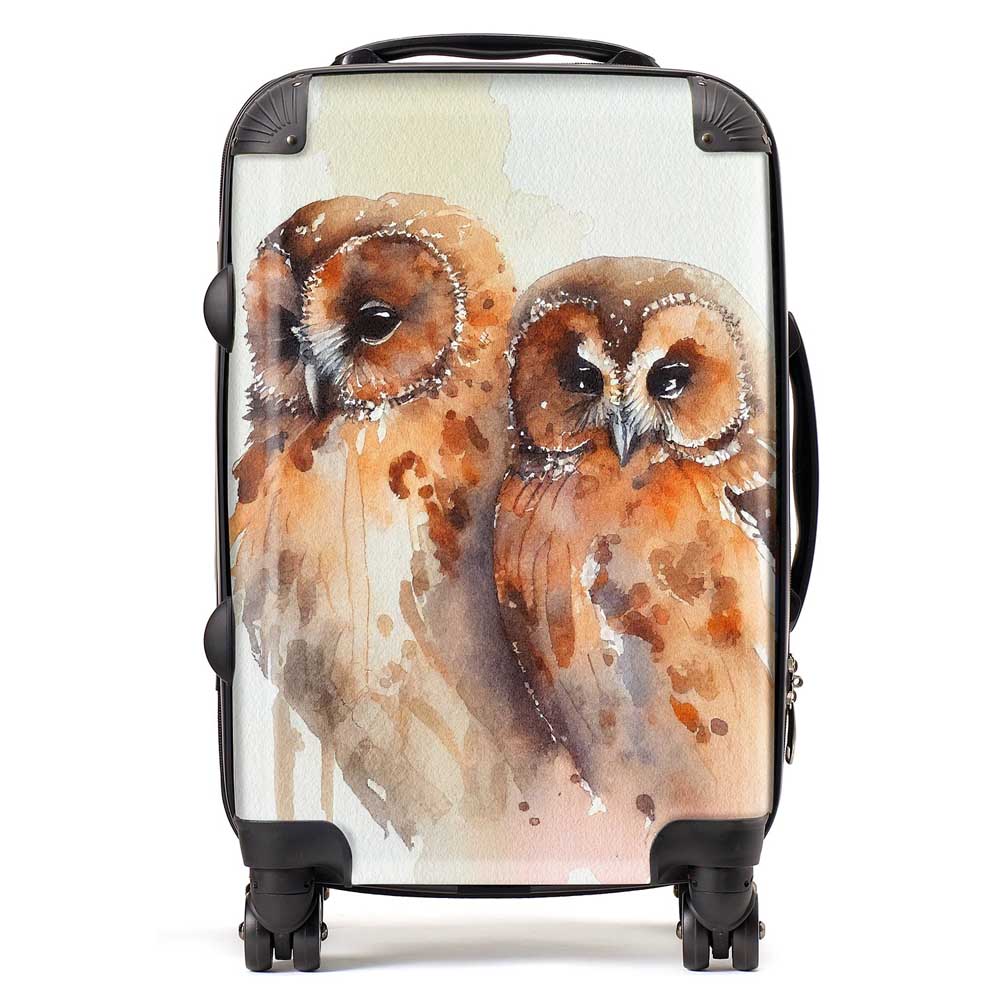 Loving Tawny Owls Watercolour Suitcase