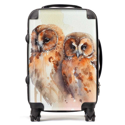 Loving Tawny Owls Watercolour Suitcase