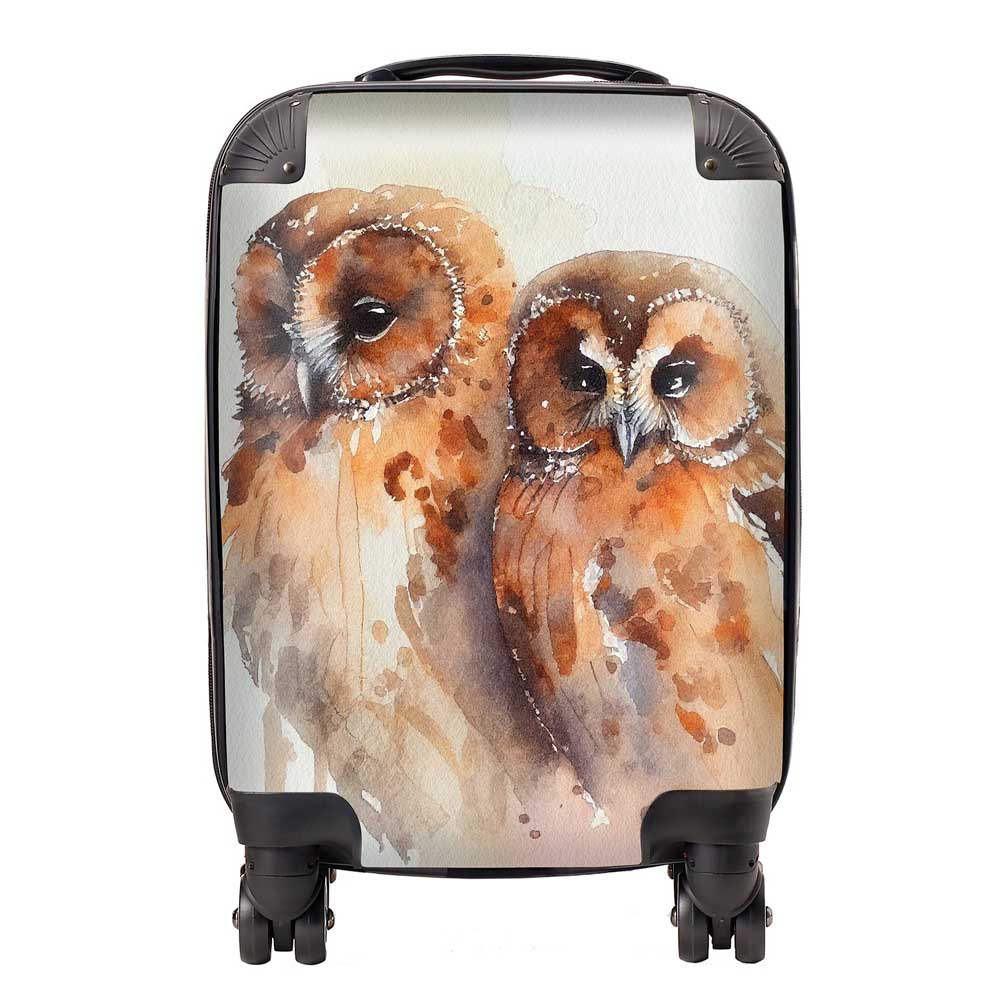 Loving Tawny Owls Watercolour Suitcase