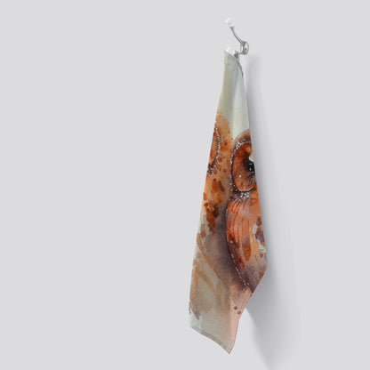 Loving Tawny Owls Watercolour Tea Towel