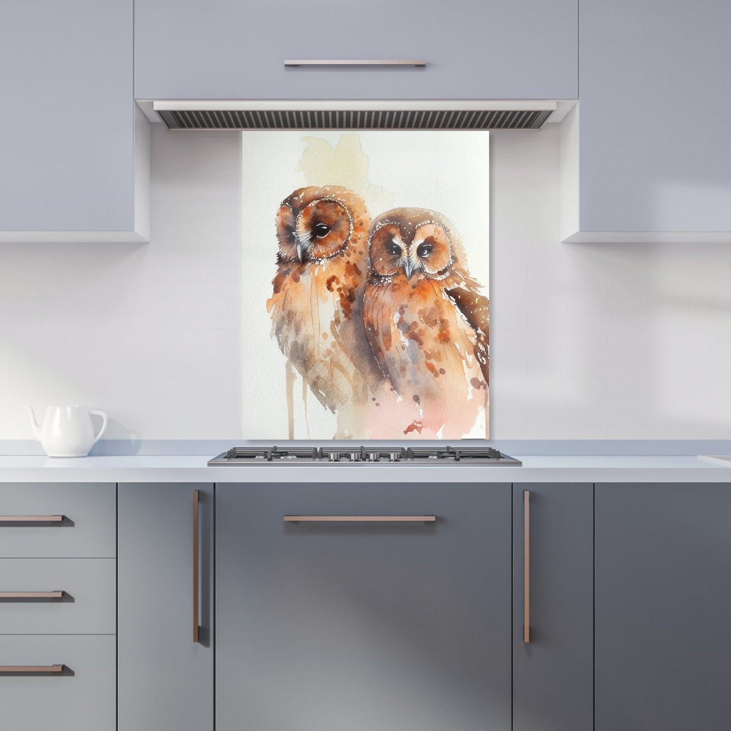 Loving Tawny Owls Watercolour Kitchen Splashback