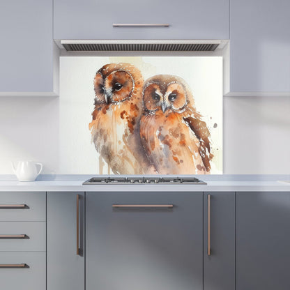 Loving Tawny Owls Watercolour Kitchen Splashback