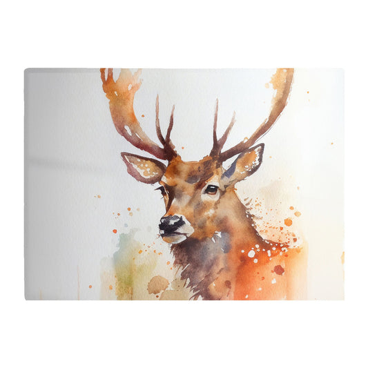 Majestic Stag Watercolour Glass Chopping Board