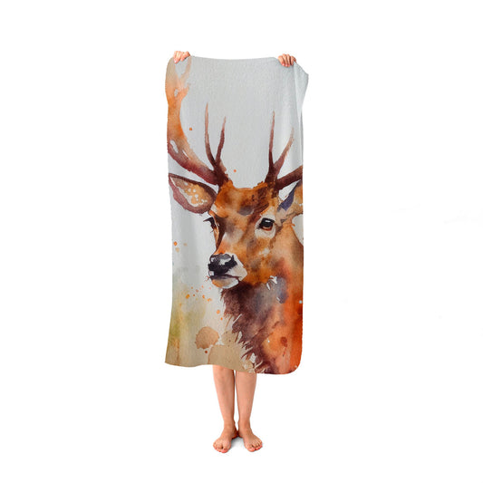 Majestic Stag Watercolour Beach Towel