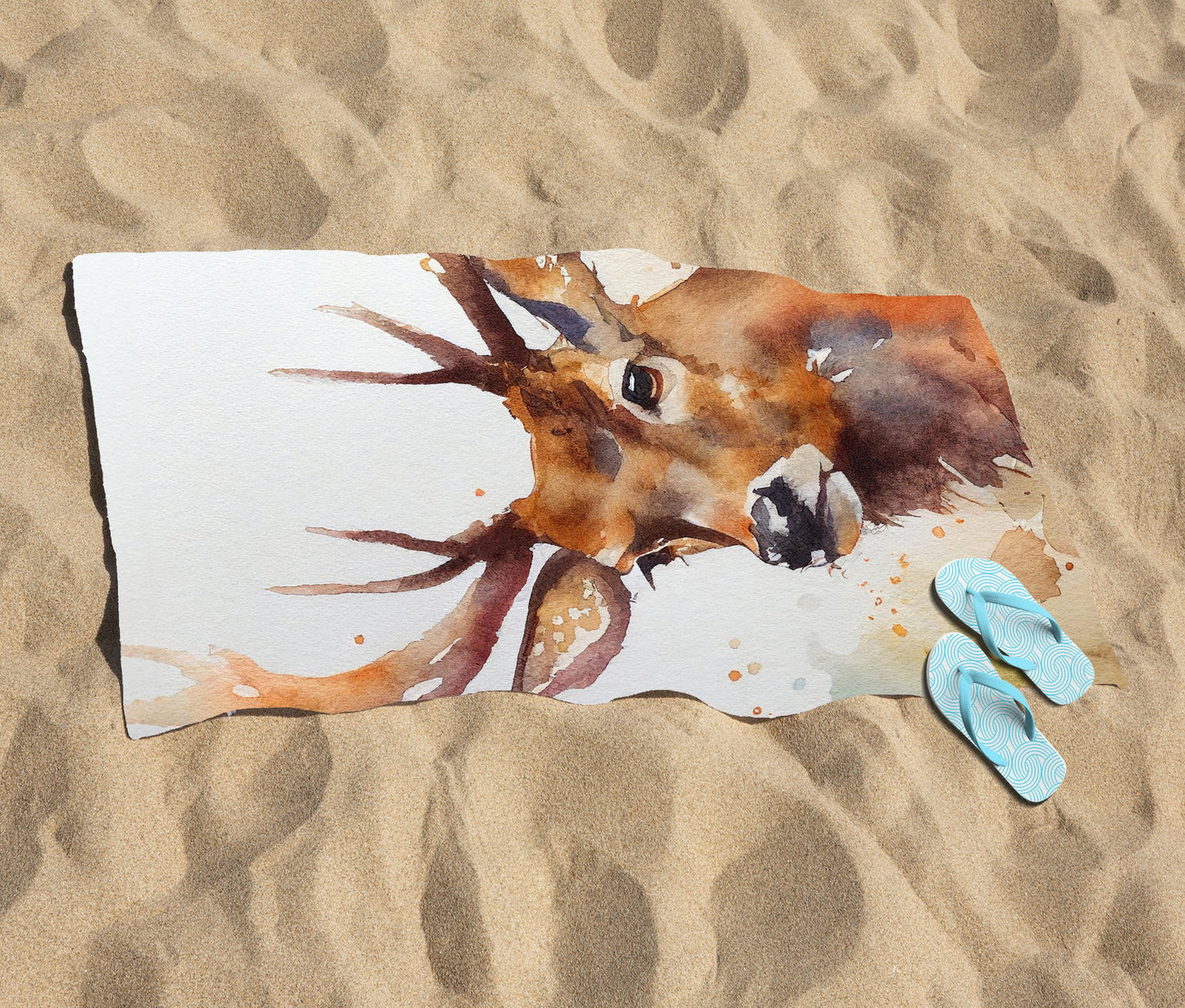 Majestic Stag Watercolour Beach Towel