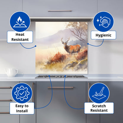 Stag Deer Water Colour Kitchen Splashback